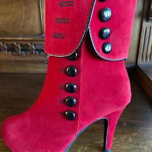 NWOT RED SUEDE BOOTIES